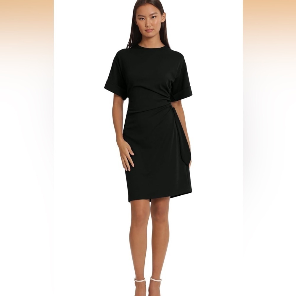 Donna Morgan Black Sophisticated side Rushed Ad Tie Detail Dress size 10/0129